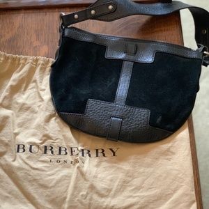 Burberry black suede small saddle bag
